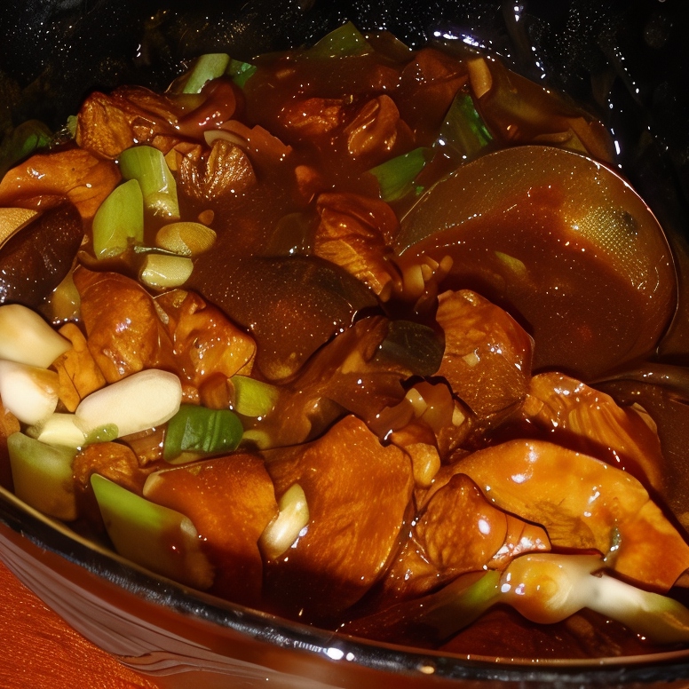Курица по-индонезийски с грибами (Ayam dengan jamur)
