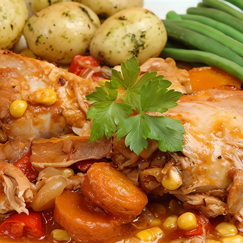 Куриные окорочка с овощами