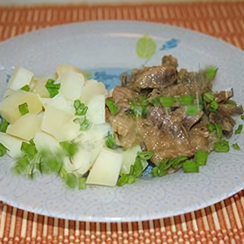 Куриные желудки тушеные