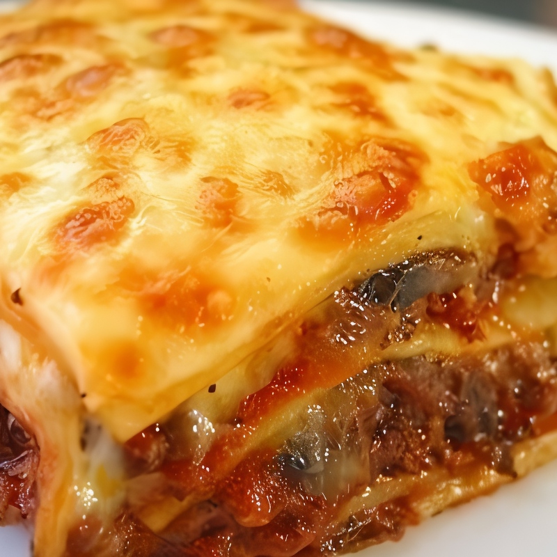 Лазанья с заправкой под сырным соусом