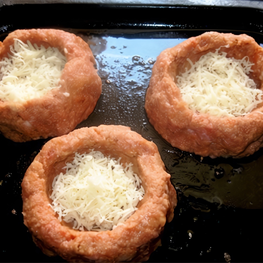 Мясные гнезда с сыром и яйцами