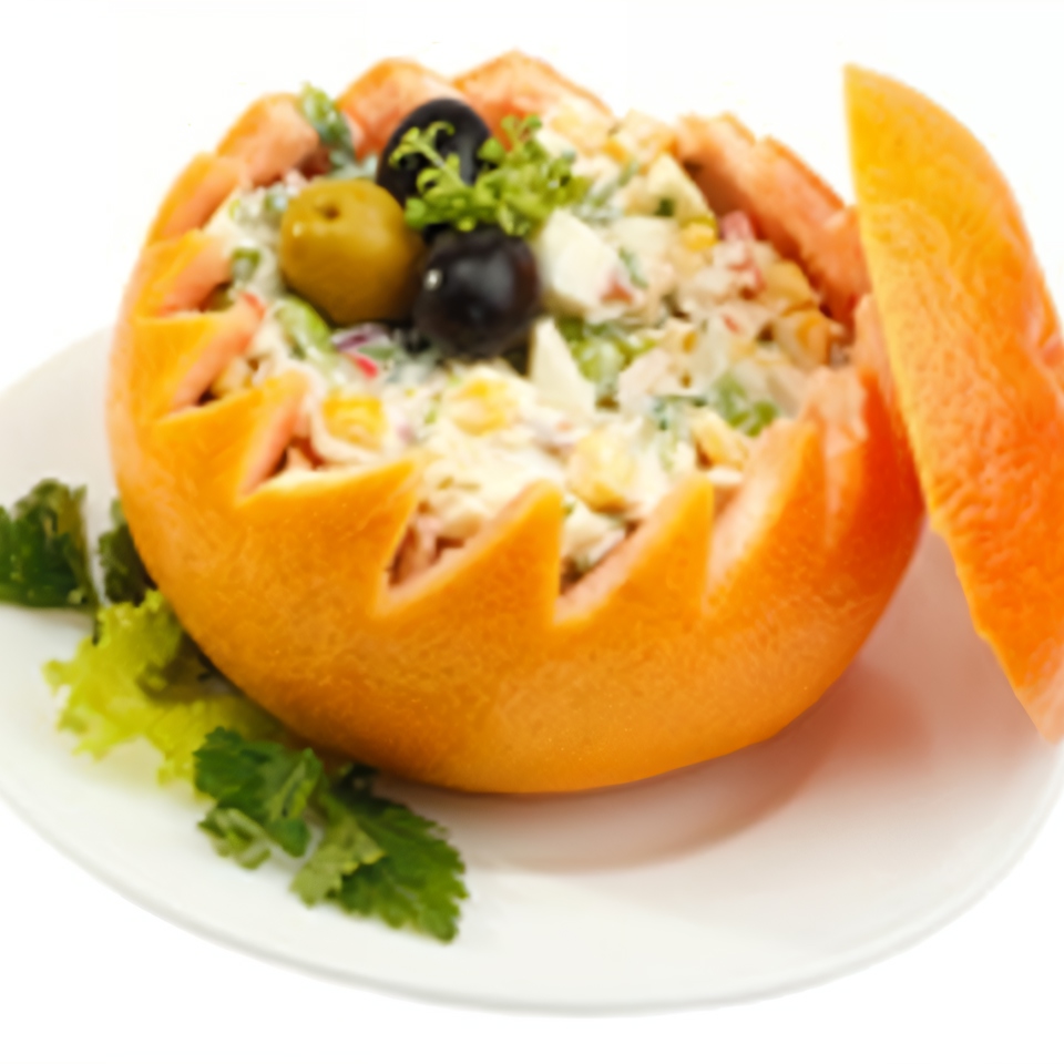 Морепродукты в грейпфруте