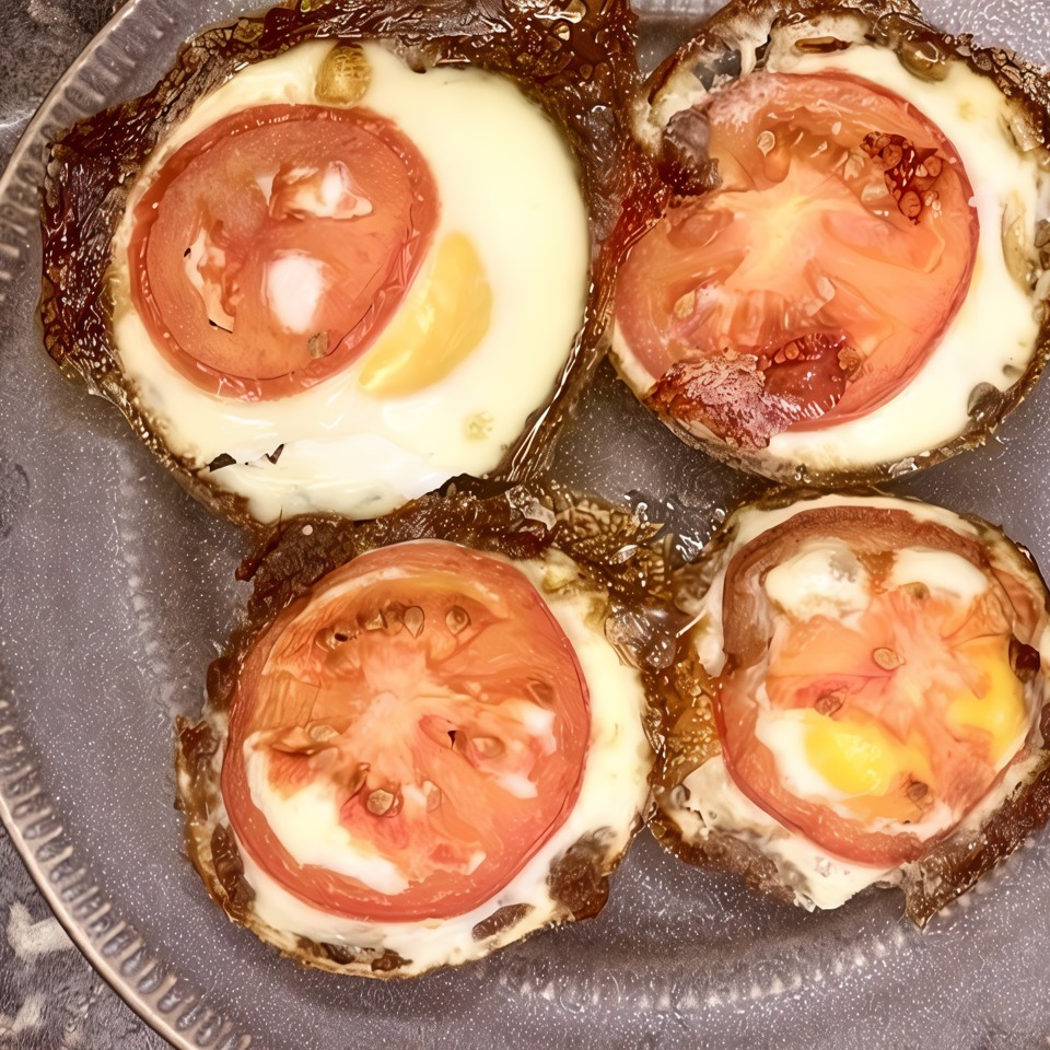 Мясные кексы с яйцом и помидором