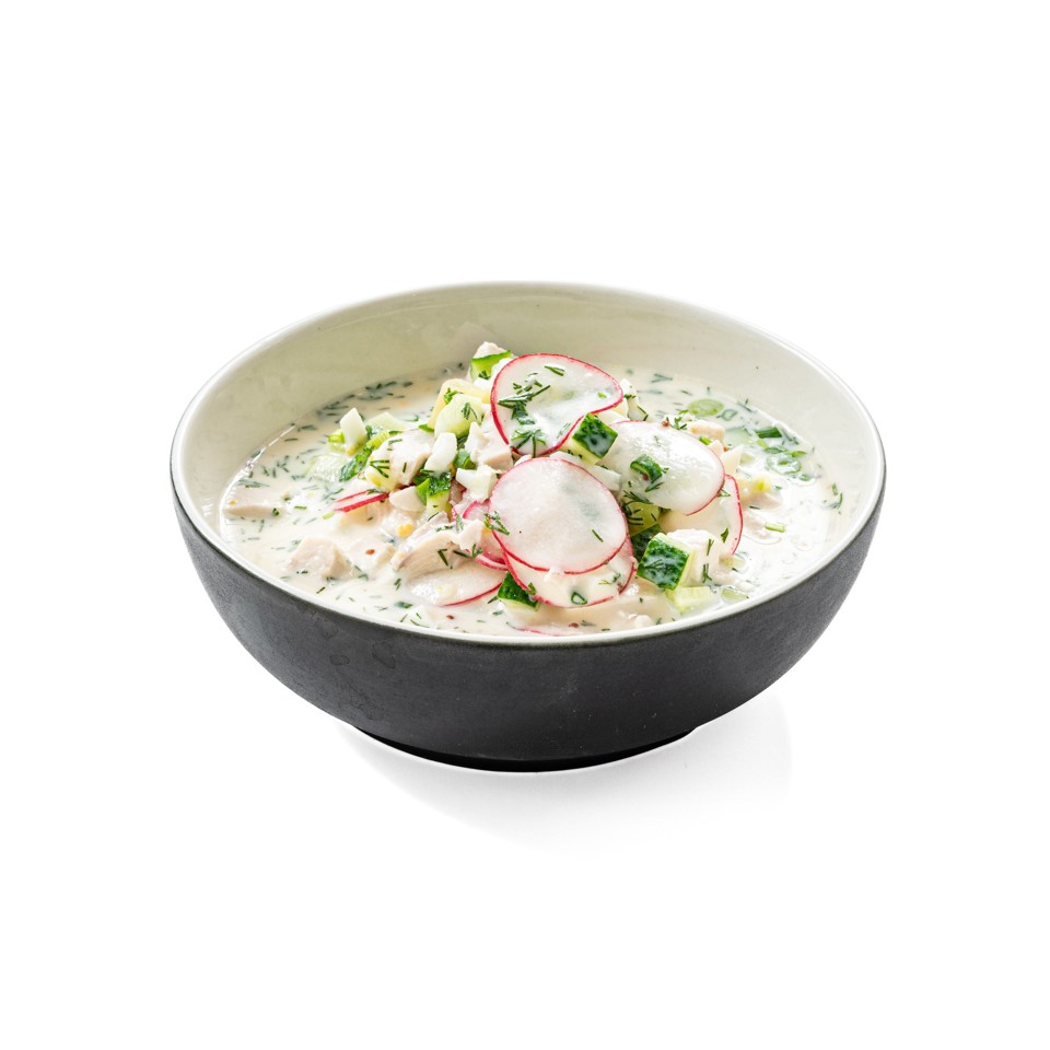 Окрошка на кефире с курицей