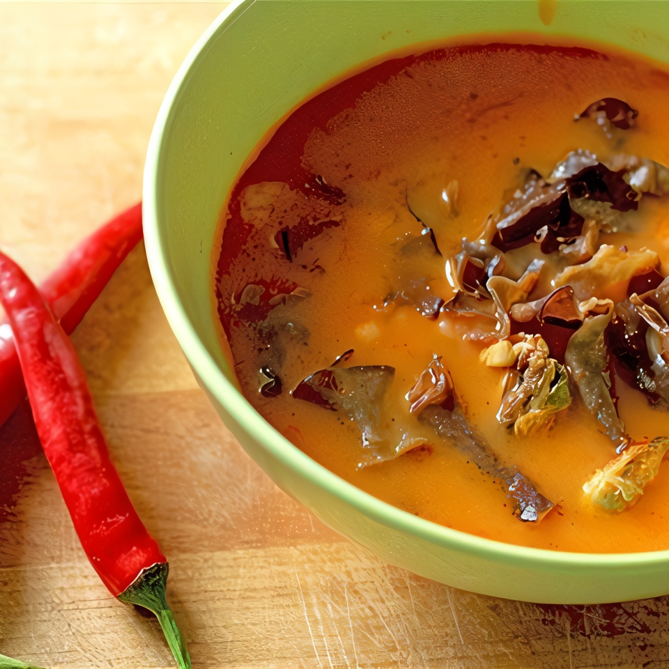 Острый суп с рисовой лапшой
