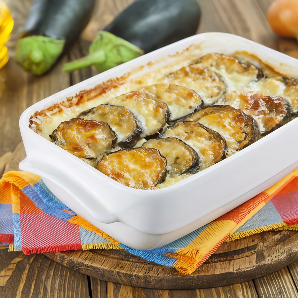 Овощная мусака с яйцами