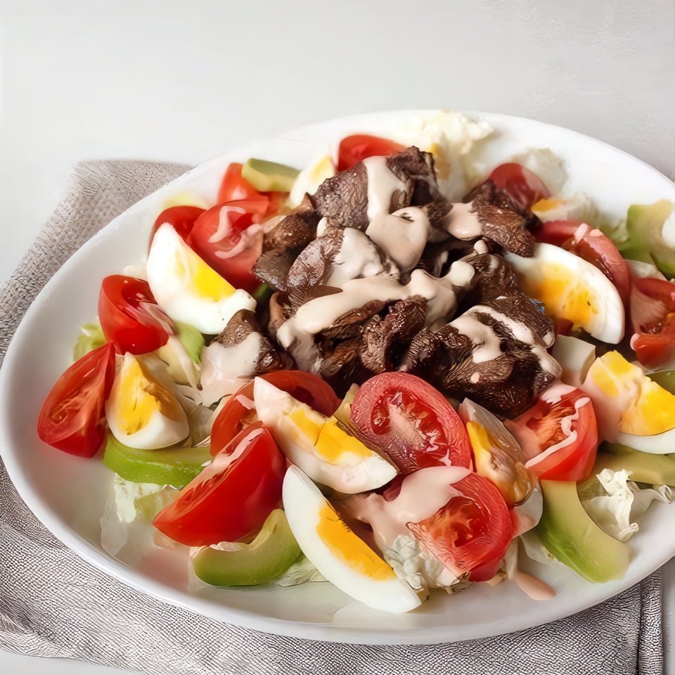 Перигорский салат с куриной печенью и овощами