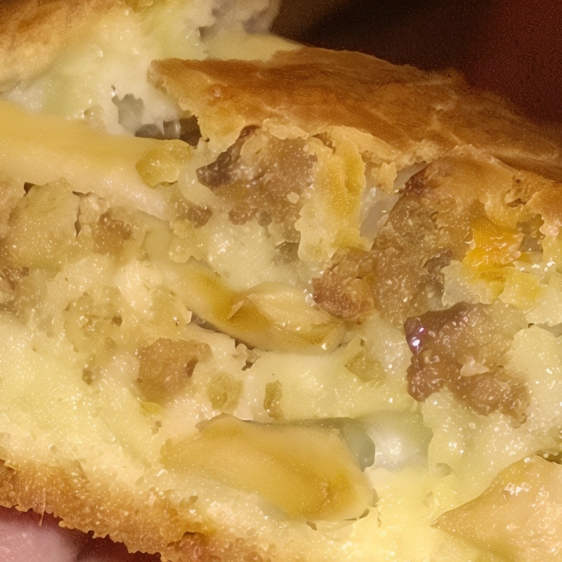 Пирог мясной с грибами на сырном тесте