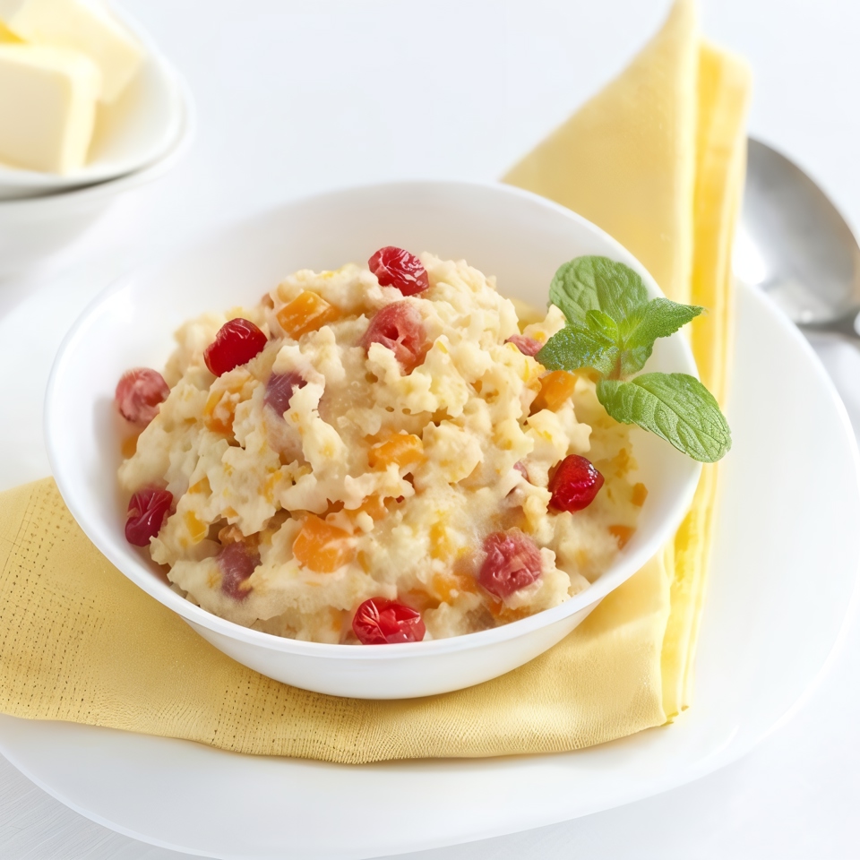 Пшённая каша с бананом, корицей и вяленой клюквой в мультиварке