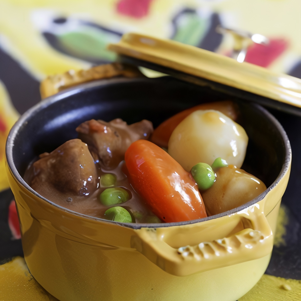 Рождественское мясное рагу с зеленым горошком