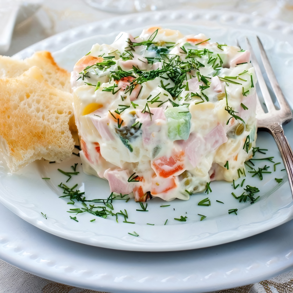 Салат с курицей и крабом