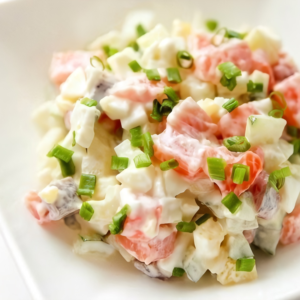 Салат с семгой и перепелиными яйцами