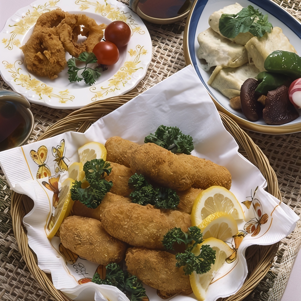 Шашлыки из кальмаров в корочке из пармезана