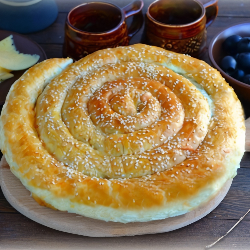 Слоеный пирог по-деревенски с фасолью и сыром