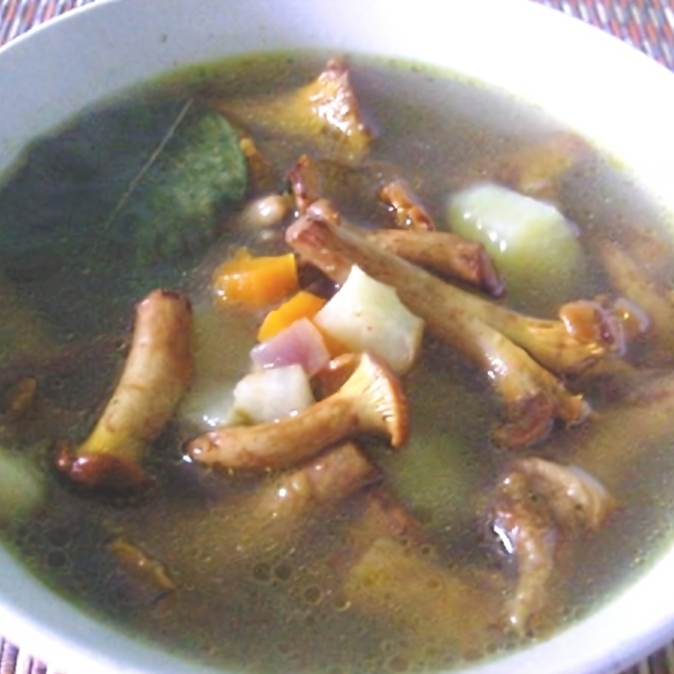 Суп с лисичками