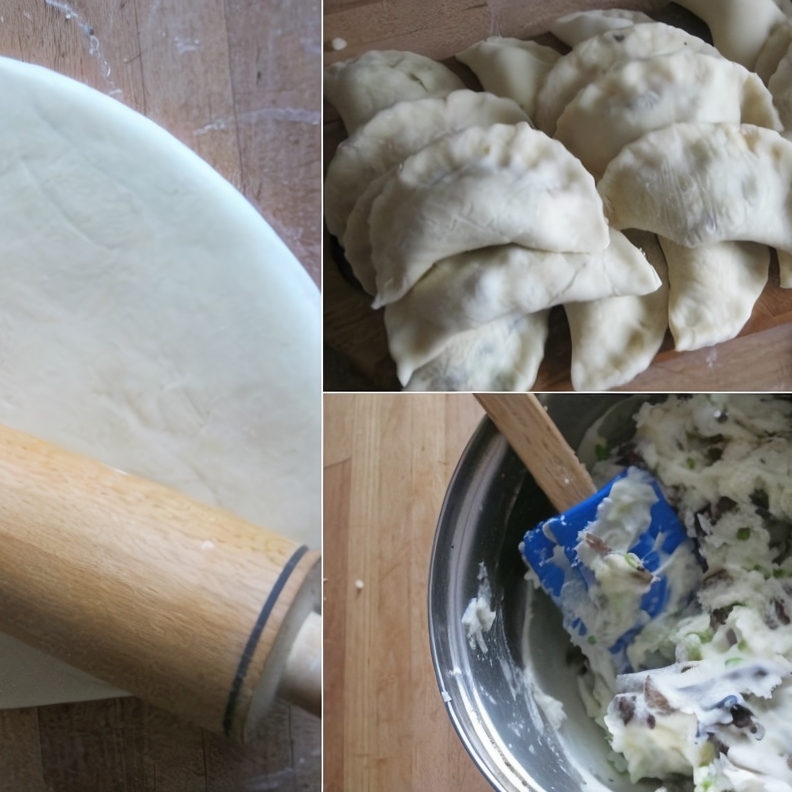 Вареники с картошкой, грибами и зеленью