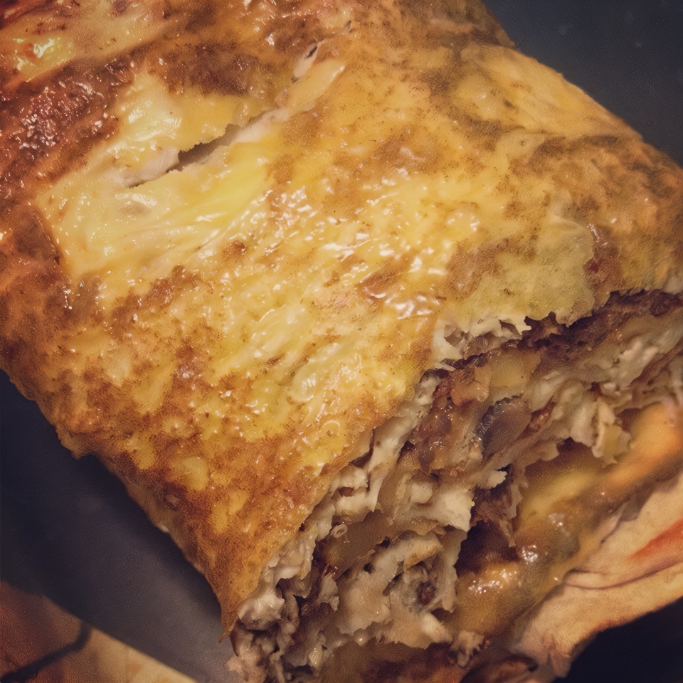 Запеченный рулет из лаваша с курицей и грибами