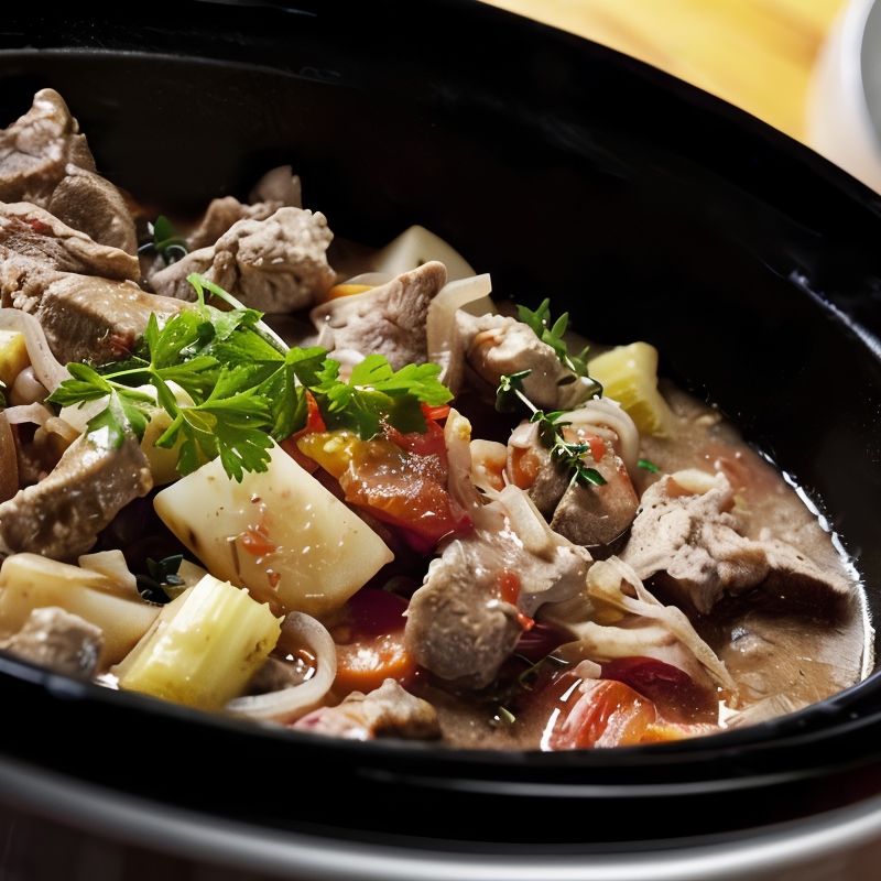 Жаркое из куриных сердец с овощами и пивом