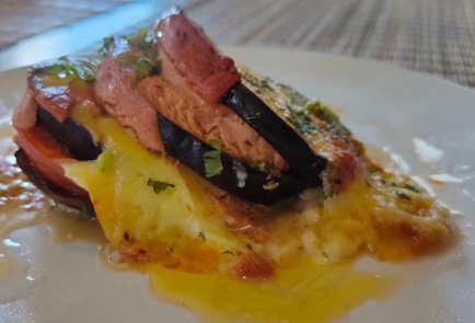 Фото шага рецепта Баклажаны с помидором и сыром запеченные в духовке 176363 шаг 15  