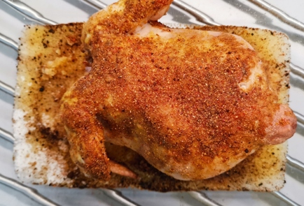 Фото шага рецепта Цыпленок корнишон запеченный на соли 152782 шаг 9  