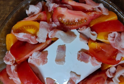 Фото шага рецепта Фунчоза с овощами сыром и беконом 175324 шаг 7  