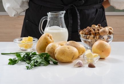 картошка в сливках с грибами в духовке рецепт с фото | Дзен
