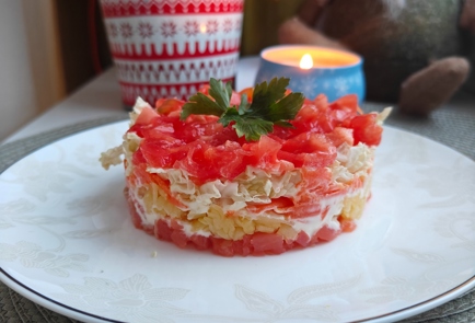 Фото шага рецепта Праздничный салат с семгой 175341 шаг 14  