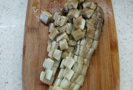 Фото шага рецепта Салат с курицей печеными баклажанами перцем и руколой 175489 шаг 8  