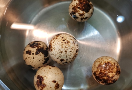 Фото шага рецепта Салат с печенью трески и перепелиными яйцами 152577 шаг 1  