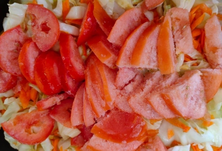 Фото шага рецепта Свинина с капустой морковью и помидорами в духовке 186409 шаг 10  