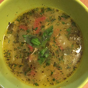Суп из кабачков  с заправкой из зеленого базилика
