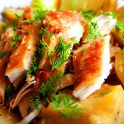 Курица в сырной корочке с картофелем и грибами