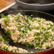 Ризотто с горохом и беконом