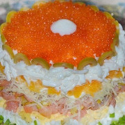 Слоеный салат из красной икры