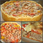 Открытый мясной пирог из картофельного теста