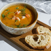 Тыквенный суп с креветками