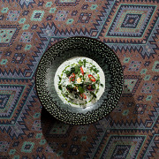 Окрошка на мацони с курицей и зеленой аджикой