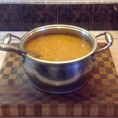 Пошаговая инструкция приготовления Чечевичный суп с сельдереем и болгарским перцем