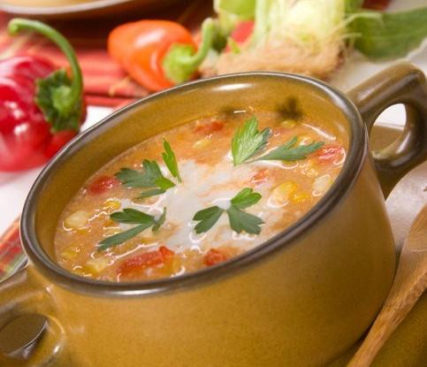 Острый овощной суп с цветной капустой