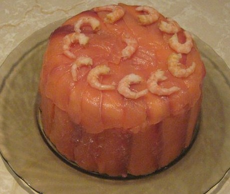 Салат-торт из морепродуктов
