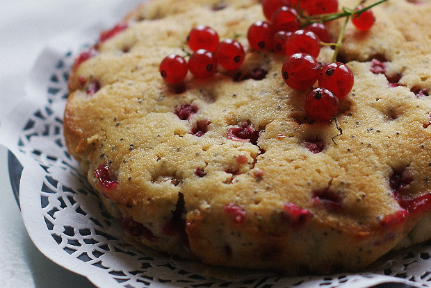 Пирог с маком и красной смородиной