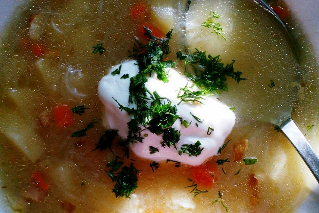 Суп со шкварками