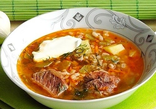 Рассольник с перловкой