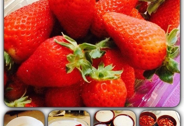 Молочный десерт с кусочками клубники