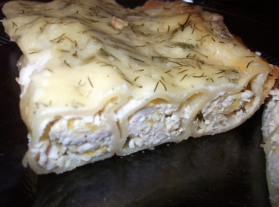 Каннеллони с курицей и кабачком