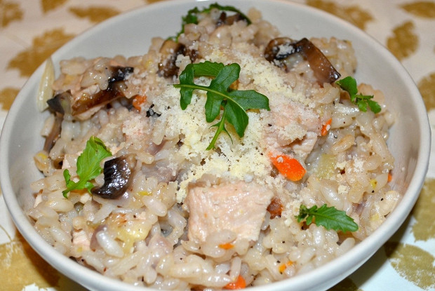Непьяное ризотто с индейкой и грибами портобелло