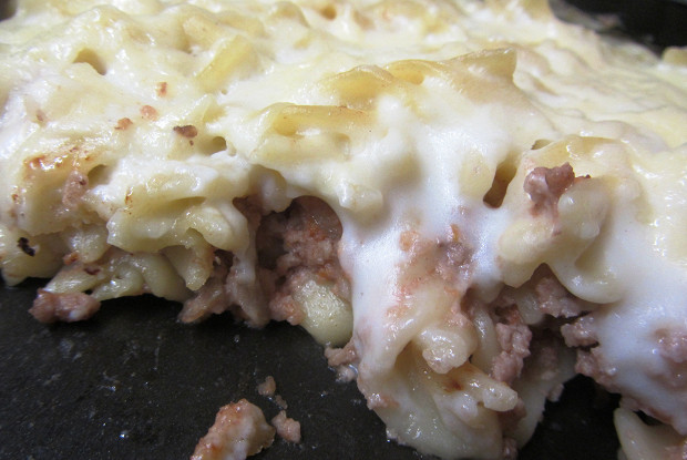 Макаронная запеканка с говяжим фаршем
