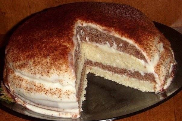 Кефирный торт со сметанным кремом