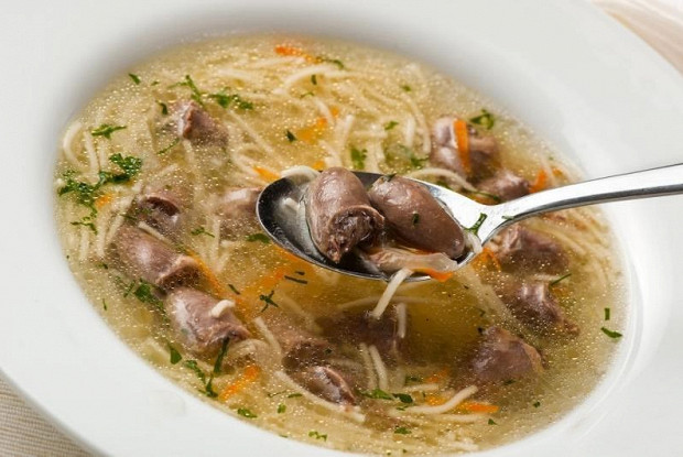 Суп с куриными сердечками