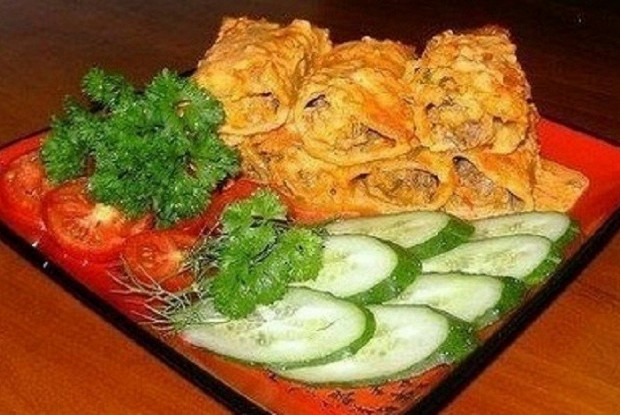 Каннеллони, фаршированные фаршем и овощами